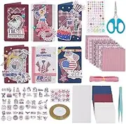 WEBEEDY 15 Sets Card Making Kit for Beginners,Independence Day Theme DIY Greeting Card Making Kit Includes 15 Blank Cards,15 Envelopes,Stars & Stripes Stickers for 4th of July Celebrations DIY Craft