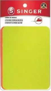 SINGER 4 PIECES ORANGE YELLOW 5" x 5" IRON ON PATCHES MENDING EASY NO SEW