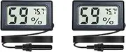 Veanic 2-Pack Mini Digital Hygrometer Thermometer Gauge with Probe LCD Display Temperature Fahrenheit Humidity Meter for Incubator, Reptile Plant Terrarium, Humidor, Guitar Case, Greenhouse