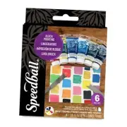 3470 Water-Soluble Block Printing Ink Starter Set – 6 Bold Colors with Satiny