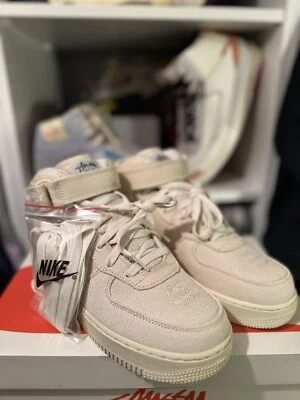 NIKE AIR FORCE 1 '07 MID SP STUSSY FOSSIL, UK 7.5, DJ7841-200, BRAND NEW.