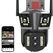 Tri-Camera 4MP+4MP+4MP 8K HD 16MP 10X Zoom WiFi Auto Tracking Two-Way Audio PTZ Outdoor Camera Four Lens Three Screen Su