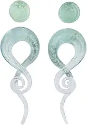 [IMINI] Glow-in-Dark Glass Spiral Tapers for Body Piercing, Pyrex Hypoallergenic Ear Plugs Tunnels Gauges 5-14mm, Stretching Jewellery Set for Women & Men