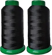 Polyester Thread Heavy Duty Bonded UV Resistant High Strength Outdoor Thread #69 T70 Size 210D/3Ply for Upholstery, Outdoor Market, Drapery, Leather, Beading, Crafts, 3000Yards Pack of 2 (Black)