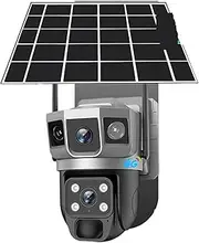 4G Solar IP Camera WiFi CCTV 12MP Dual Lens Triple Screen PTZ Auto Tracking 6K Security Surveillance Camera(4G CCTV No Card)