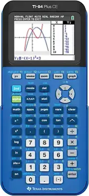 TI-84 plus CE Color Graphing Calculator, Bionic Blue Small