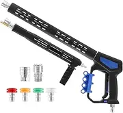 EASYBRO Pressure Washer Dual Lance Gun, Dual Spray Lance Pressure Washer Wand with Adjustable Molded Grip, High Pressure Extension Wand with Soap Nozzle, 41 Inch, 4 Nozzle Tips, 5076 PSI