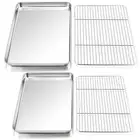 Baking Sheets with Racks Set of 2, Stainless Steel Cookie Sheet Baking Tray P...