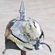 Leather Prussian Vintage Imperial German Helmet Officer’s Pickelhaube Militaria