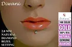 2.8mm Real Si Diamond Bezel Set Nose Lip Labret Piercing Pin Ring Screw Stud