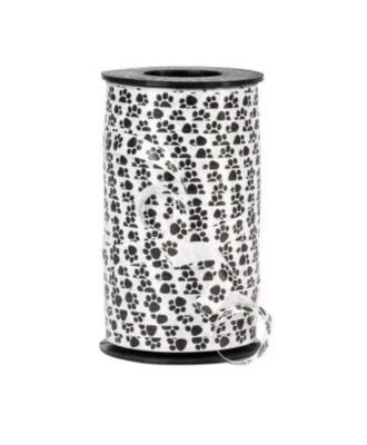Black Dog Cat Paws Paw Print Berwick White Curling Ribbon 3/8" 250 Yards 750 Ft