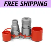 Flat Face Hydraulic Quick Disconnect Couplings for Skid Steers - 2 Piece Set