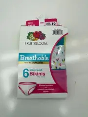 Fruit of The Loom Girls 6 Pack Micro Mesh Bikini Underwear Size 12