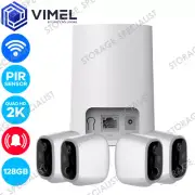 Wireless Security Alarm Cameras System NVR QHD 2K WIFI Battery Home House 128gb