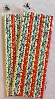 Disney Parks Paper Straws Mickey & Minnie Mouse Cherries & Flowers 2 packs of 12