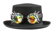 Steampunk Coachman Hat With Kaleidoscopic Goggles Punk Goth Burning man Costume