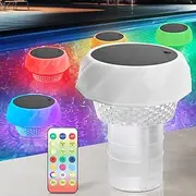 Dulsaera Solar Pool Chlorine Floater with Colorful Light, Anti-Sinking Pool Chlorine Dispenser with Adjustable Release Outlets, Floating Pool Lights for Spa Hot Tub, Large-Spiral