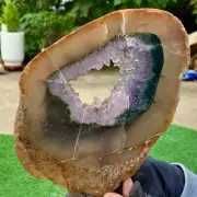 1.87LB Natural amethyst agate crystal slice healing large specimen