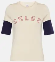 [Chloe] Chloé Logo cotton and wool flamé T-shirt AU 12 white