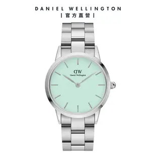 Daniel Wellington 手錶 Iconic Link Mint 36mm薄荷綠精鋼錶-耀目亮銀-粉綠錶盤(DW00100539)