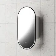 Capsule LED Shaving Cabinet 450mm x 900 mm � Midnight Edition Matte Black Frame - Recessed/Wall Mount, Dimmable, Anti-Fog, Touch Sensor, IP54