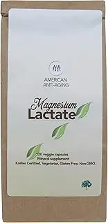 Magnesium Lactate 500 mg, 120 easy to swallow small Vegetarian capsules. Doctor formulated. High Absorption. Recycled Eco-Friendly Paper Bags for Original Purchases or Bottle Refills. Made in USA.