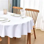 Nacuci Oval Tablecloth 60x84 Inch Polyester Fabric Table Cloth Solid White Heavy Duty Table Cover Washable for Dinning Kitchen Home Party