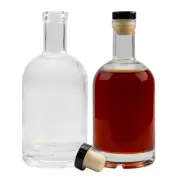 12oz Clear Glass Liquor Bottles w/ T-Top Synthetic Corks 2pk
