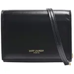 【YSL】經典品牌LOGO小牛皮斜背小包(黑色635219-03P0J-1000)