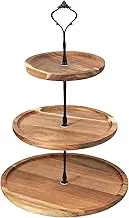 2/3 Tier Cupcake Stand, Wooden Cupcake Display Stand, Cupcake Tower Festival Decorative Plate for Birthday Parties Wedding Parties Tea Parties Candlelight Dinners (3-Tier Model)