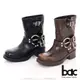 【bac】雙色西部牛仔靴皮帶釦騎士中筒短靴 龐克短靴 卡扣短靴 223-609