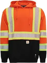 [BOCOMAL] FR Hoodies High Visibility Cotton Fleece Hi-vis Mid-Weight Flame Resistant Reflective Hooded Sweatshirts