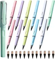 12 Pcs Everlasting Pencil,Erasable Infinite Pencil,Inkless Pen Everlasting Reusable Unlimited Writing Pencils(12 Pencils + 12 Replacement Pen Tips+ 12 Erasers)