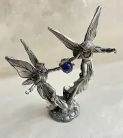 Gallo Pewter Starburst Fairies By R.Ridolfi W/ A Swarovski Fire Crystal, Signed
