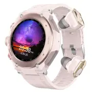 2 in 1 Bluetooth Smart Watch TWS Wireless Earphones 1.28" 9D Touch Screen BT 5.0 - Gun Pink