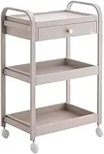 Beauty Salon Trolley Cart 3 Tier Beauty Salon Trolley with Drawer Storage Movable Trolleys Rolling Cart with Wheel Beauty Salon Cart Utility Cart Trolley with Wheels(Gray)