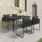 5 Piece Garden Dining Set PVC Rattan Black Outdoor Furniture Patio Table C 60096