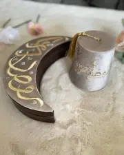 Ramadan Decorations Moon Ornaments and tarboosh Serving Velvet Container Silver