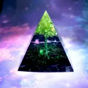 Orgone Pyramid Tree of Life Peridot Crystal,Reiki Healing Chakra Meditation Tool