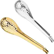MAGICLULU 2-Piece Slotted Caviar Spoon Set Shovel Spoons for Soup Stainless Steel Tiny Utensils for Cooking Dinner Serving Utensils