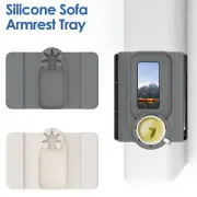 Sofa Armrest Tray with Side Pocket Easy to Install Silicone Couch Cup grAtf