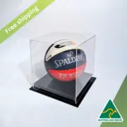 Basketball Display Case, BLACK Base, Clear Acrylic Perspex - Ball Memorabilia