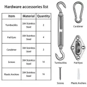 Rectangle Sun Shade Sail Hardware Kit 5" Anti-Rust Stainless Steel Accessory