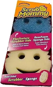 [Scrub Daddy] Scrub Mommy Cleaning Sponge, Scourer Kitchen Sponges, Cleaning Agent with Texture Change, Scratch-Free Washing Sponge, Odour-Resistant Smiley Sponge, Dish Sponge, Pack of 2, Blue