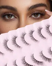 Lashes Natural Look Wispy False Eyelashes D Curl Faux Mink Lashes Fluffy Cotton
