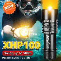 在飛比找蝦皮購物優惠-全新強力 XHP100 潛水手電筒黃光水下 100m 燈專業