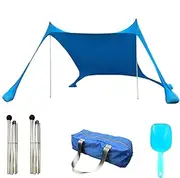 Rissunkv Beach Shade Tent | Beach Shade Sun Shelter,UPF50+ Protection Beach Tent Sunshade Includes Sand Shovel, Stability Poles for Camping, Fishing, Backyard Fun