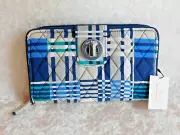 VERA BRADLEY RFID TURNLOCK WALLET SANTIAGO WOVEN NWT STRIPES NEW NICE BLUE