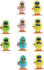Generic 10Pcs Adorable Plush Chicken Wind Up Clockwork Plaything for Jumping Plush Chickens Birthdays and Festivals Colors Random Color