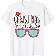[keoStore] Christmas in July Santa Hat Sunglasses Summer Beach Vacation ds441 T-Shirt